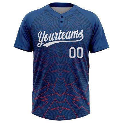 Custom Name and Number US Navy Blue Red White 3D Pattern Unisex Softball Jersey Two-Button Design Personalized US Navy Blue