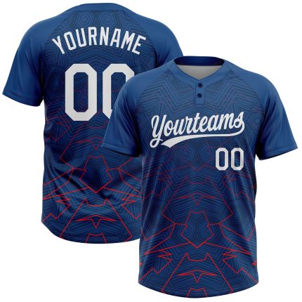 Custom Name and Number US Navy Blue Red White 3D Pattern Unisex Softball Jersey Two-Button Design Personalized US Navy Blue
