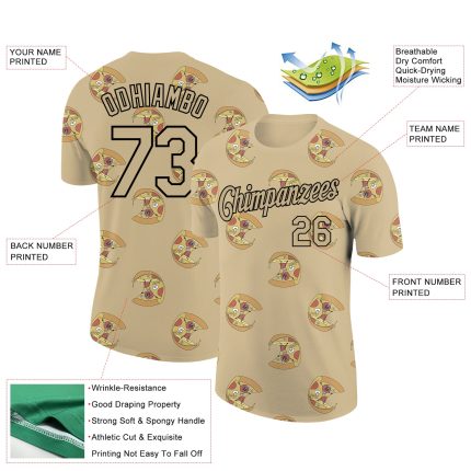 Personalized Skeleton Performance T-Shirt with Vegas Gold Black 3D Pattern Design, Custom Name and Number Personalized Vegas