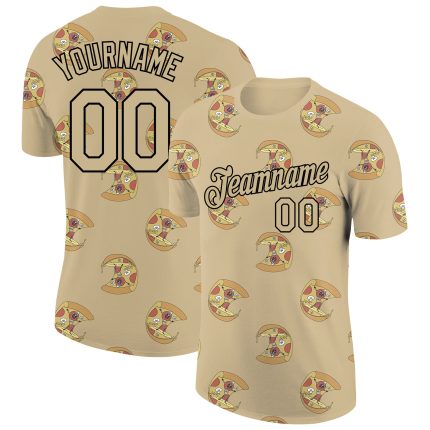 Personalized Skeleton Performance T-Shirt with Vegas Gold Black 3D Pattern Design, Custom Name and Number Personalized Vegas
