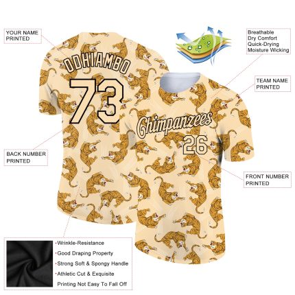 Personalized 3D Pattern Tiger T-Shirt in Vegas Gold and Black - Performance Tee Personalized Vegas Gold Black 3D Pattern