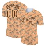 Custom Name & Number 3D Pattern Tiger Performance T-Shirt - Vegas Gold & Black Design Personalized Vegas Gold Black 3D Pattern