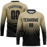 Custom Name Number Fade Fashion Soccer Jersey Long Sleeve Vegas Gold Black Sublimation Team Uniform Personalized Vegas Gold