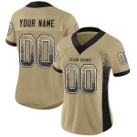 Custom Name Number Vegas Gold Black-White Mesh Football Jersey - Personalized Drift Fashion Team Gear Personalized Vegas