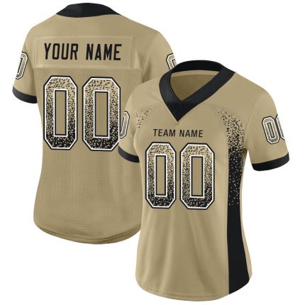 Custom Name Number Vegas Gold Black-White Mesh Football Jersey - Personalized Drift Fashion Team Gear Personalized Vegas