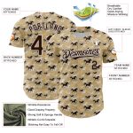 Personalized Horse Baseball Jersey with Custom Name and Number, 3D Vegas Gold Brown-White Pattern Design Personalized Vegas