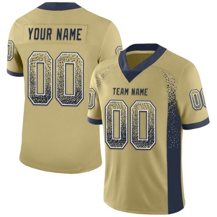 Custom Name and Number Personalized Vegas Gold Navy-White Mesh Football Jersey - Drift Fashion Team Jersey Personalized Vegas
