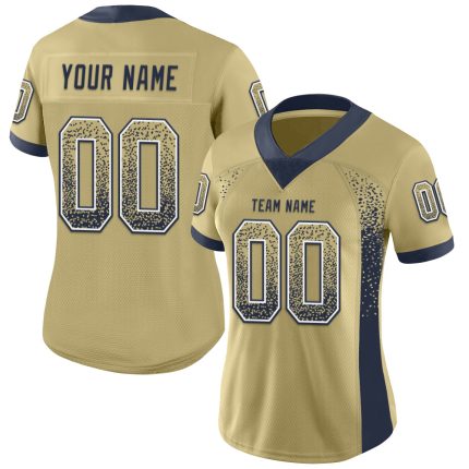 Custom Name and Number Personalized Vegas Gold Navy-White Mesh Football Jersey - Drift Fashion Team Jersey Personalized Vegas