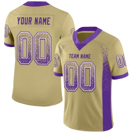 Custom Name Number Purple White Vegas Gold Fashion Football Jersey Mesh Personalized Vegas Gold Purple-White Mesh Drift Fashion