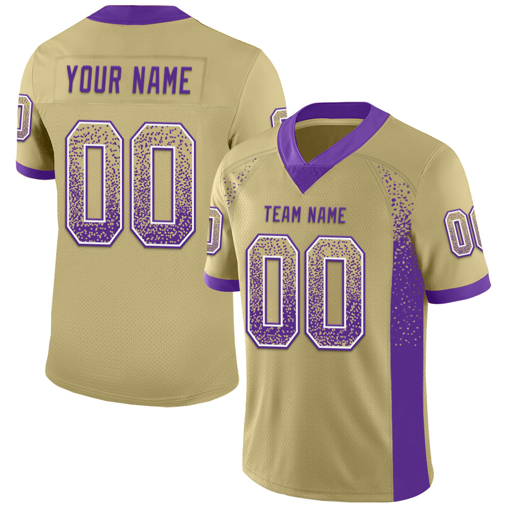 Custom Name Number Purple White Vegas Gold Fashion Football Jersey Mesh Personalized Vegas Gold Purple-White Mesh Drift Fashion