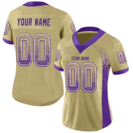 Custom Name Number Purple White Vegas Gold Fashion Football Jersey Mesh Personalized Vegas Gold Purple-White Mesh Drift Fashion