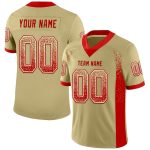 Custom Vegas Gold Red-White Mesh Drift Fashion Football Jersey - Personalized Name and Number Personalized Vegas Gold Red-White