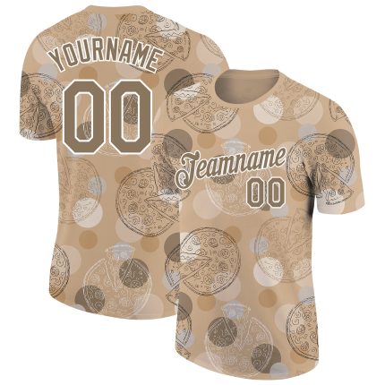 Personalized Vegas Gold 3D Pattern Pizza T-Shirt with Custom Name & Number - Performance Team Apparel Personalized Vegas
