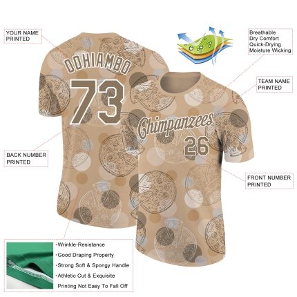 Personalized Vegas Gold 3D Pattern Pizza T-Shirt with Custom Name & Number - Performance Team Apparel Personalized Vegas