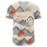 Custom Name and Number Vegas Gold 3D Pattern Baseball Jersey with Sun Rays Design Through Mountain Tops Personalized Vegas