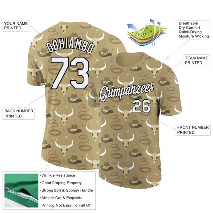 Custom Name Number Cowboy T-Shirt 3D Pattern Design Vegas Gold White Black Performance Accessory Personalized Vegas Gold