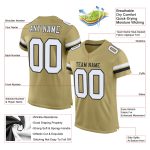 Personalized Vegas Gold Football Jersey - Authentic White-Black Mesh Design Personalized Vegas Gold White-Black Mesh Authentic
