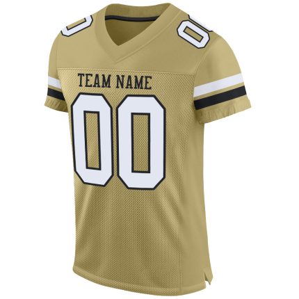 Personalized Vegas Gold Football Jersey - Authentic White-Black Mesh Design Personalized Vegas Gold White-Black Mesh Authentic