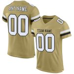 Personalized Vegas Gold Football Jersey - Authentic White-Black Mesh Design Personalized Vegas Gold White-Black Mesh Authentic