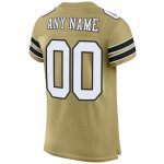 Custom Personalized Football Jersey with Team Name and Number in Vegas Gold, White-Black Mesh - Authentic Design Personalized
