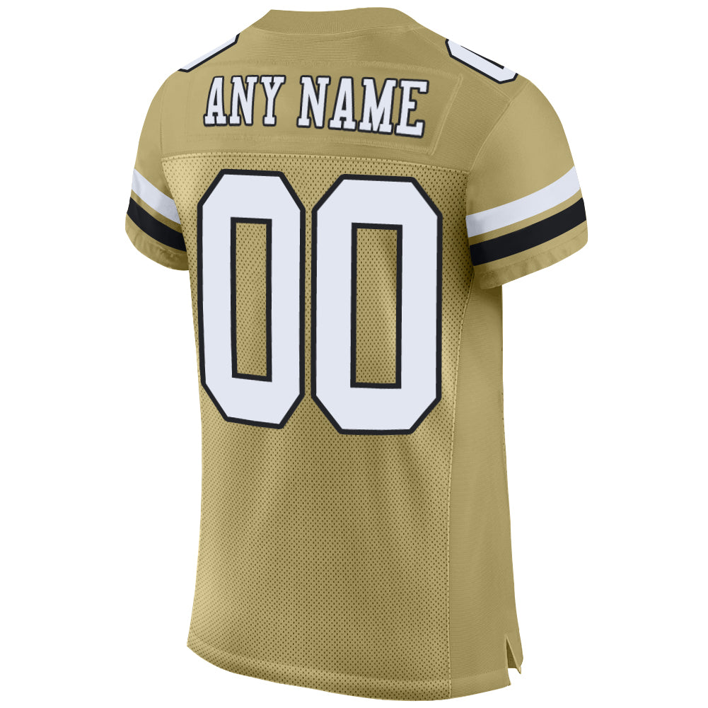 Personalized Vegas Gold White-Black Mesh Authentic Football Jersey Personalized Vegas Gold Football Jersey - Authentic White-Black Mesh Design Personalized Vegas Gold White-Black Mesh Authentic - Image 3
