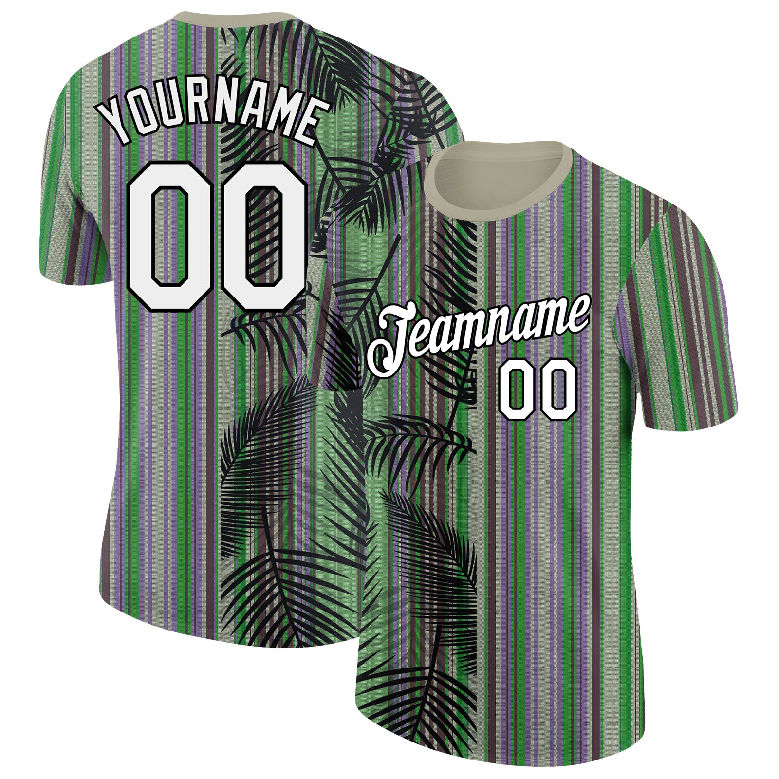 Custom Name & Number Tropical Hawaii Palm Leaves Performance T-Shirt - Personalized 3D Wheat Black Design Personalized Wheat