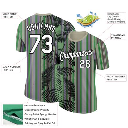 Custom Name & Number Tropical Hawaii Palm Leaves Performance T-Shirt - Personalized 3D Wheat Black Design Personalized Wheat