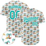Personalized Leopard and Hawaii Palm Trees Baseball Jersey with Custom Name and Number - 3D Aqua Pattern Design Personalized
