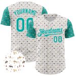 Custom Name and Number Personalized 3D Pattern Rodeo Cowboy Baseball Jersey White Aqua Design Personalized White Aqua 3D