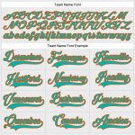 Custom Name and Number Hockey Jersey in White Aqua-Orange Lace Neck Design, Personalized Team Apparel Personalized White
