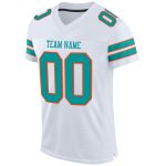 Personalized Aqua-Orange Mesh Authentic Football Jersey - Custom Team Jersey Personalized White Aqua-Orange Mesh Authentic