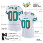 Personalized Aqua-Orange Mesh Authentic Football Jersey - Custom Team Jersey Personalized White Aqua-Orange Mesh Authentic