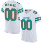 Personalized Aqua-Orange Mesh Authentic Football Jersey - Custom Team Jersey Personalized White Aqua-Orange Mesh Authentic