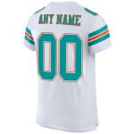 Custom Personalized Football Jersey - White Aqua-Orange Mesh with Name & Number Personalized White Aqua-Orange Mesh Authentic