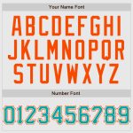 Personalized Aqua-Orange Pinstripe Baseball Jersey with Raglan Sleeves, Customizable White Design Personalized White Aqua