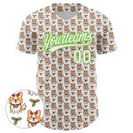 Custom Name Number Dog Baseball Jersey - Personalized 3D White Aurora Green Pattern Design Authentic Team Apparel Personalized