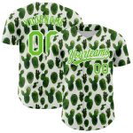 Personalized Cactus Festival 3D Pattern Green Baseball Jersey - Authentic White Edition Personalized White Aurora Green 3D