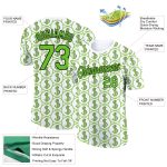 Custom Dollar Sign Money Theme T-Shirt with Personalized Name and Number - White Aurora Green-Black 3D Pattern Design Personalized