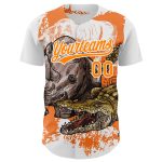 Custom Name and Number Personalized Orange Crocodile 3D Pattern Baseball Jersey - Authentic Team Apparel Personalized White