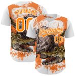 Custom Name and Number Personalized Orange Crocodile 3D Pattern Baseball Jersey - Authentic Team Apparel Personalized White