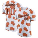 Personalized Team Performance T-Shirt with Custom Name and Number - White Bay Orange-Black 3D Pattern Design Personalized