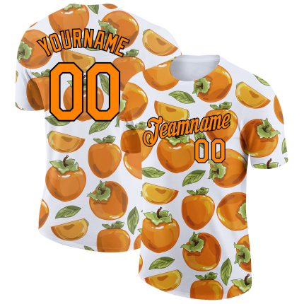 Custom Name and Number 3D Pattern T-Shirt for Summer, Personalized White Bay Orange-Black Design, Perfect for Holidays Personalized