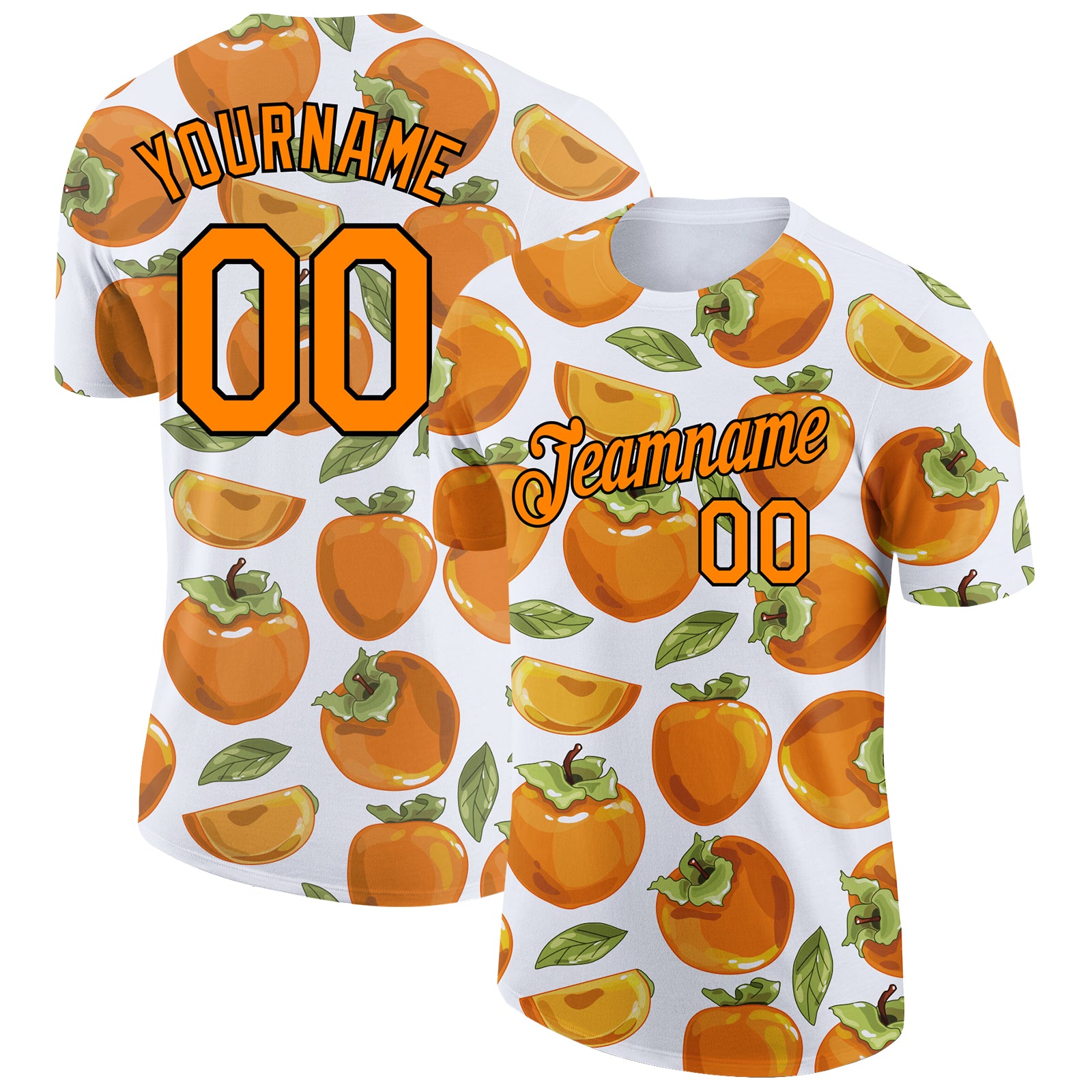 Custom Name and Number 3D Pattern T-Shirt for Summer, Personalized White Bay Orange-Black Design, Perfect for Holidays Personalized