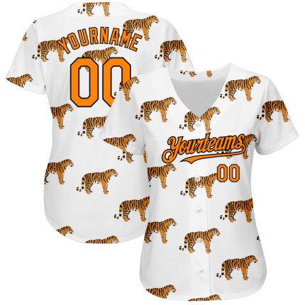 Custom Personalized Baseball Jersey with Orange-Black 3D Tiger Pattern, Authentic Team Design, Name & Number Included Personalized
