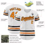 Custom Name and Number Authentic Baseball Jersey - Personalized White Bay Orange-Black Line Personalized White Bay Orange-Black