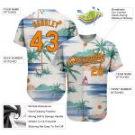 Personalized Beach Baseball Jersey with 3D Orange-Olive Coconut Palms and Sailboat Design - Custom Name and Number Personalized