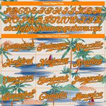 Personalized Beach Baseball Jersey with 3D Orange-Olive Coconut Palms and Sailboat Design - Custom Name and Number Personalized