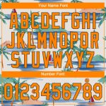 Personalized Beach Baseball Jersey with 3D Orange-Olive Coconut Palms and Sailboat Design - Custom Name and Number Personalized