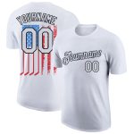 Personalized 3D American Flag Patriotic T-Shirt - White and Black Performance Shirt Personalized White Black 3D American