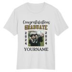 Personalized 3D Graduation T-Shirt in White and Black - Custom Performance Tee Personalized White Black 3D Graduation Performance